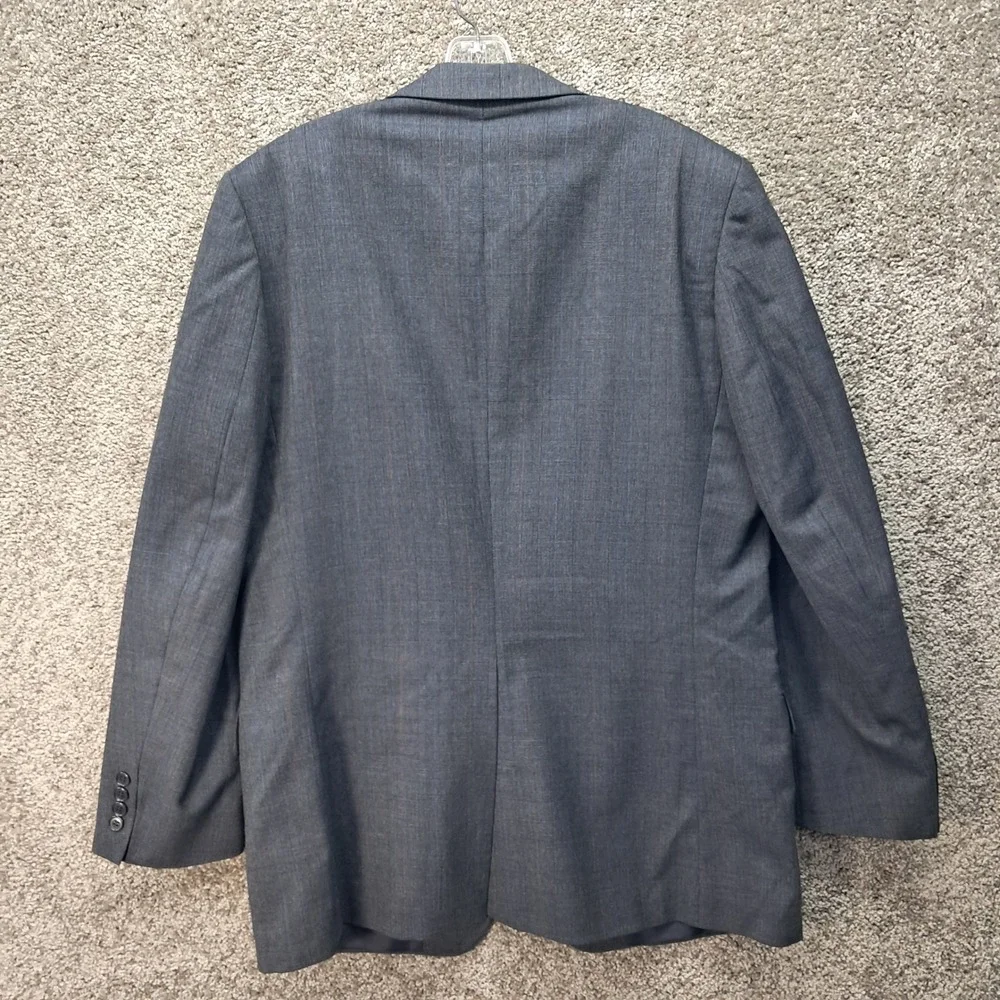 Glenshire Mens 43L Grey Plaid Worsted Wool 2 Button Blazer Sport Coat Israel